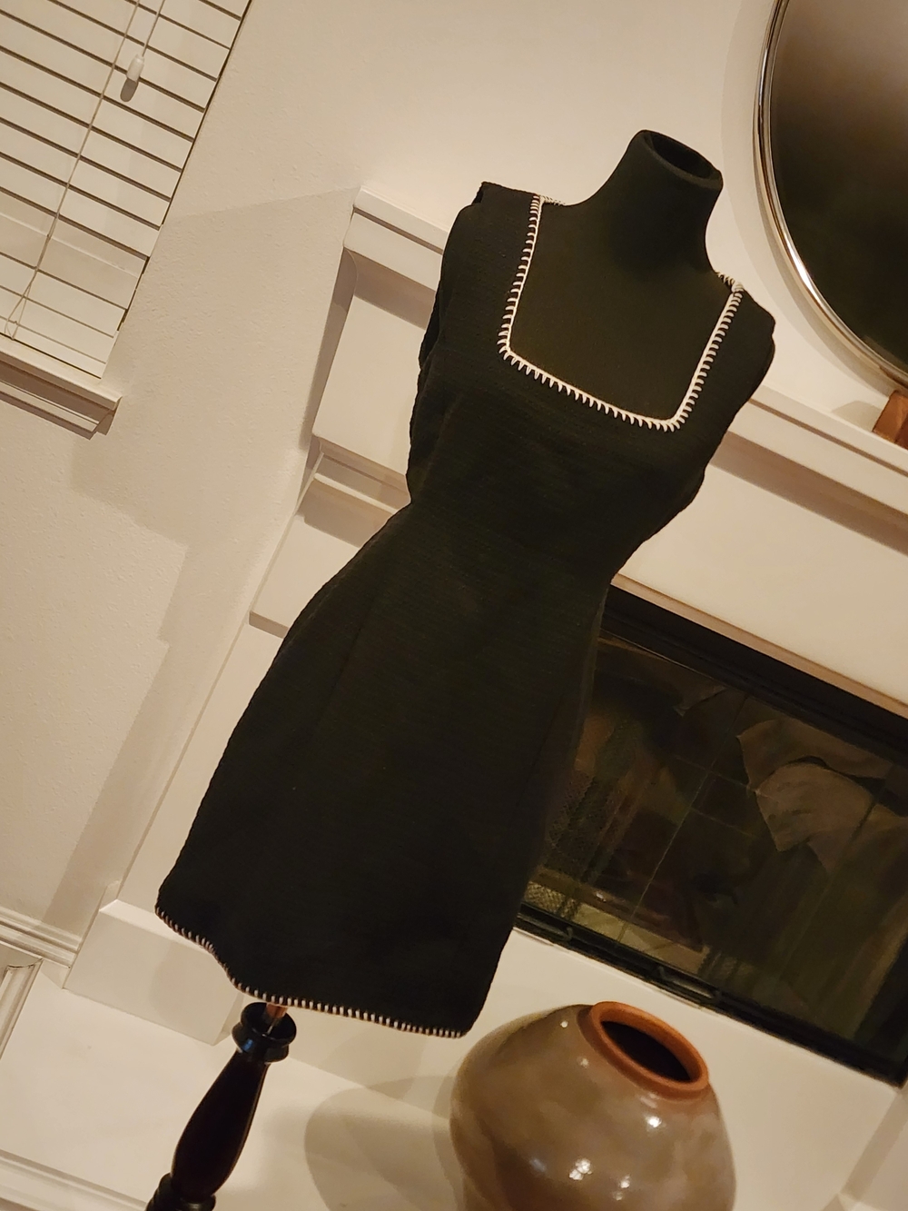 7 For All Mankind Black Mini Dress with White Trim